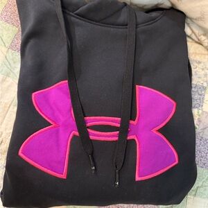 Under Armour Black Pink & Purple Hooded Sweatshirt EUC